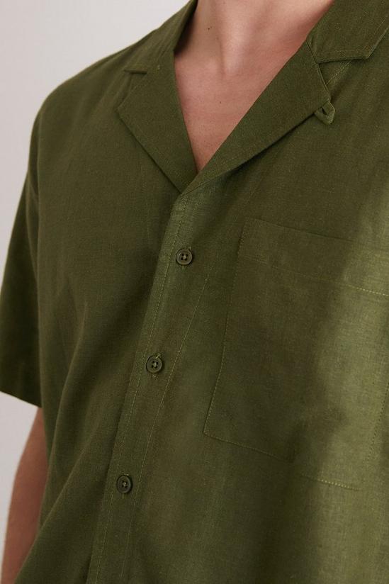 Burton Khaki Short Sleeve Linen Pocket Shirt 5