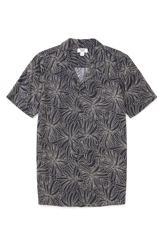 Burton Black Abstract Floral Print Viscose Revere Shirt 4