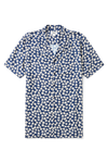 Burton Navy Small Floral Print Viscose Revere Shirt thumbnail 4