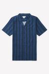 Burton Navy Vertical Stripe Cotton Slub Revere Shirt thumbnail 5