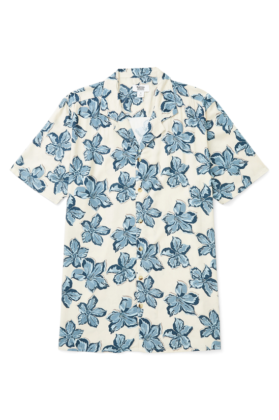Burton Ecru Floral Print Viscose Revere Shirt 4