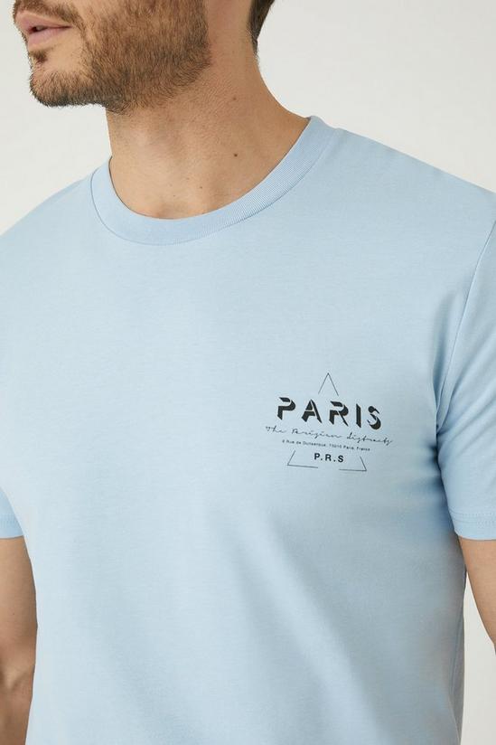 Burton Pale Blue Short Sleeve Paris Print T-shirt 2