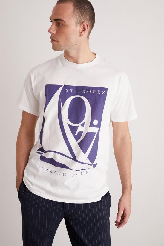 Burton White Slim Fit St Tropez Print T-shirt 1