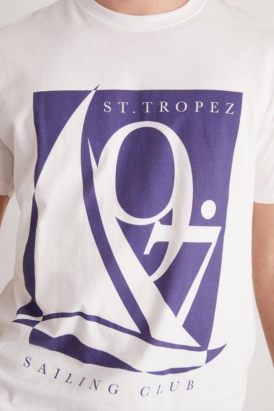 Burton White Slim Fit St Tropez Print T-shirt 5