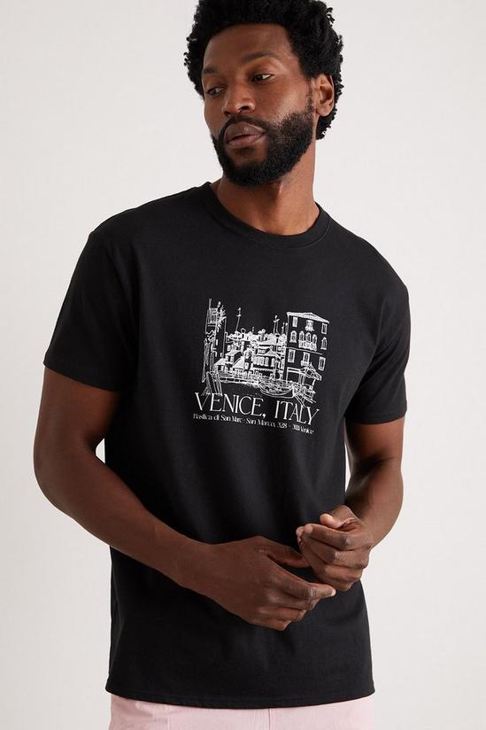 Burton Black Slim Fit Venice Print T-shirt 1