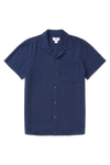 Burton Navy Short Sleeve Self Stripe Revere Shirt thumbnail 4