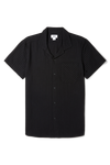 Burton Charcoal Short Sleeve Self Stripe Revere Shirt thumbnail 4