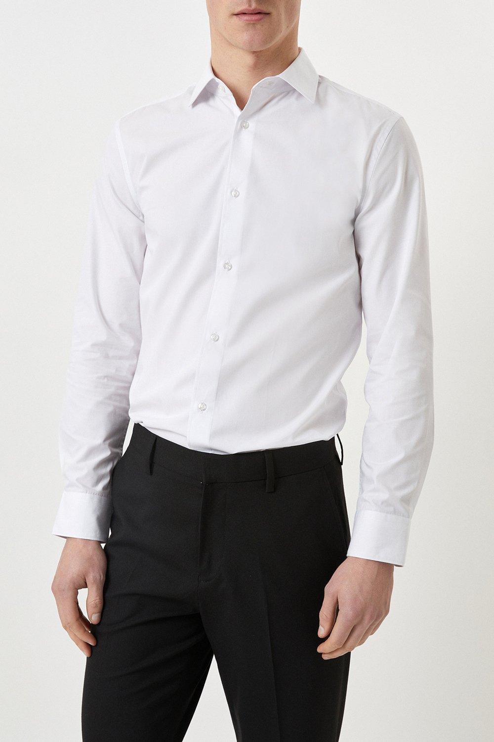 Mens Slim Fit White Essential Formal Shirt