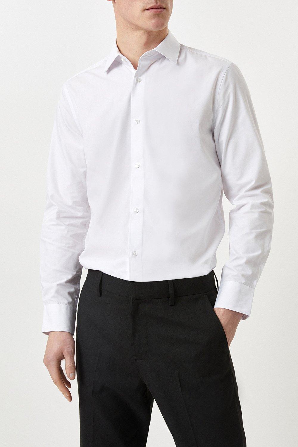 Mens Tailored Fit White Essential Formal Shirt