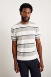 Burton Slim Fit Grey Short Sleeve Stripe Knitted T-shirt thumbnail 2