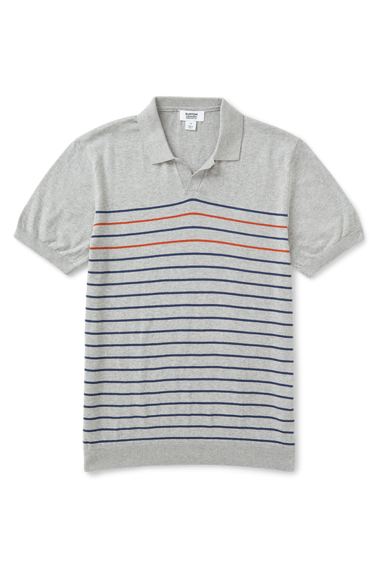 Burton Slim Fit Grey Short Sleeve Stripe Knitted Polo 4