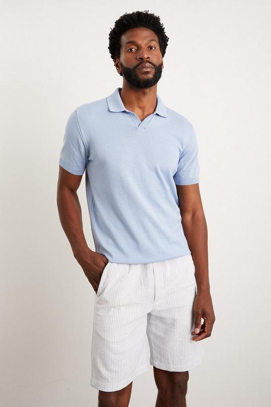 Burton Slim Fit Blue Short Sleeve Knitted Polo 2