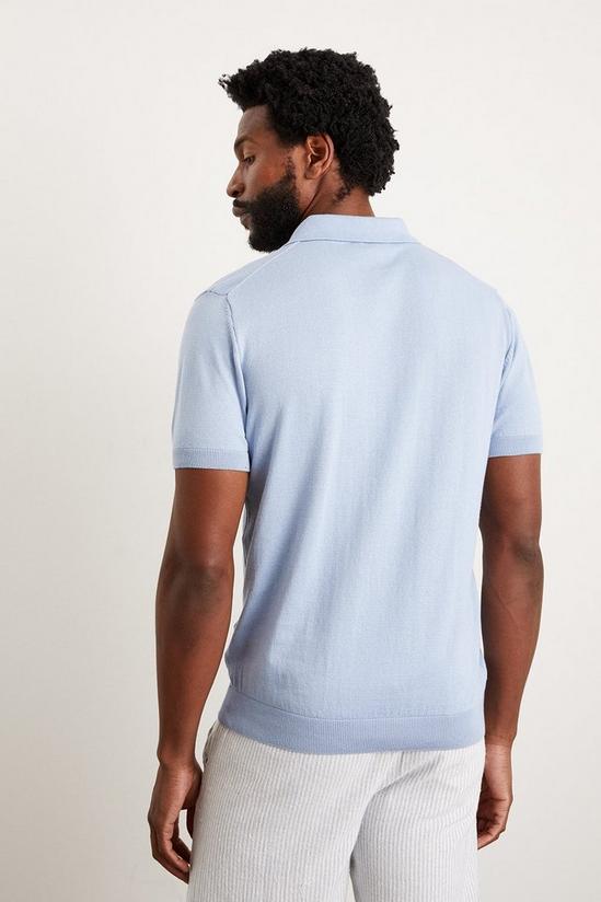 Burton Slim Fit Blue Short Sleeve Knitted Polo 3