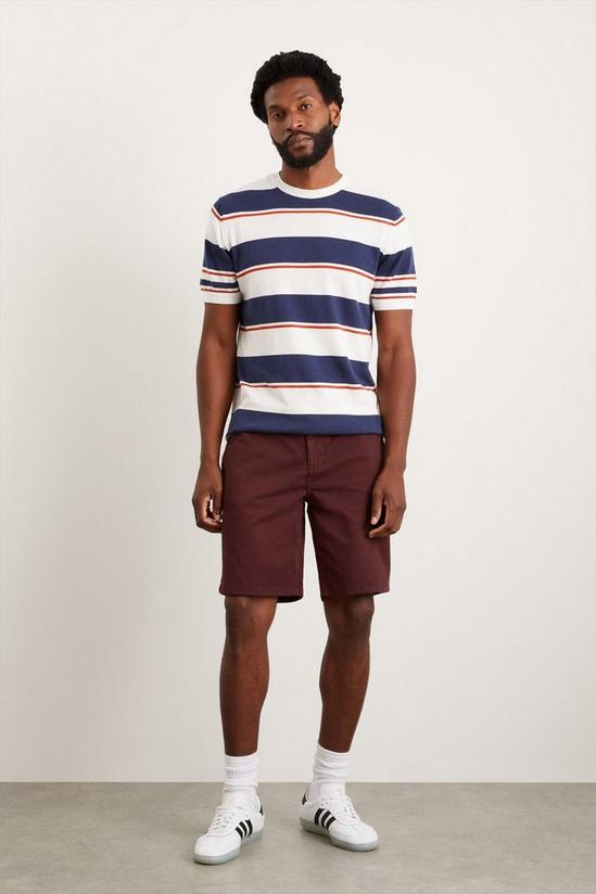 Burton Slim Fit Navy Short Sleeve Stripe Knitted T-shirt 1