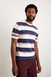 Burton Slim Fit Navy Short Sleeve Stripe Knitted T-shirt thumbnail 2