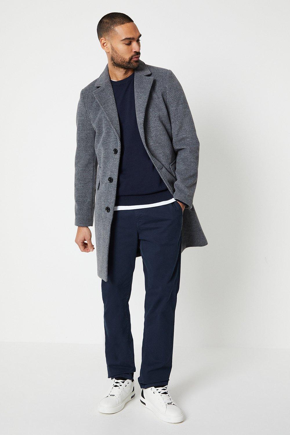 Mens Wool Textured 2 Button Epsom Coat