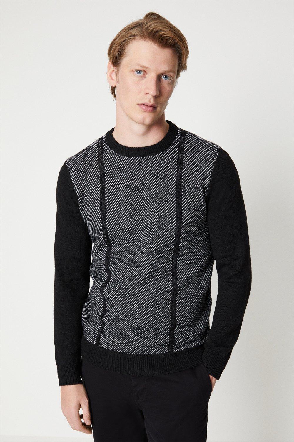 Jumpers & Cardigans | Long Sleeve Birdseye Block Crew Neck Jumper | Burton