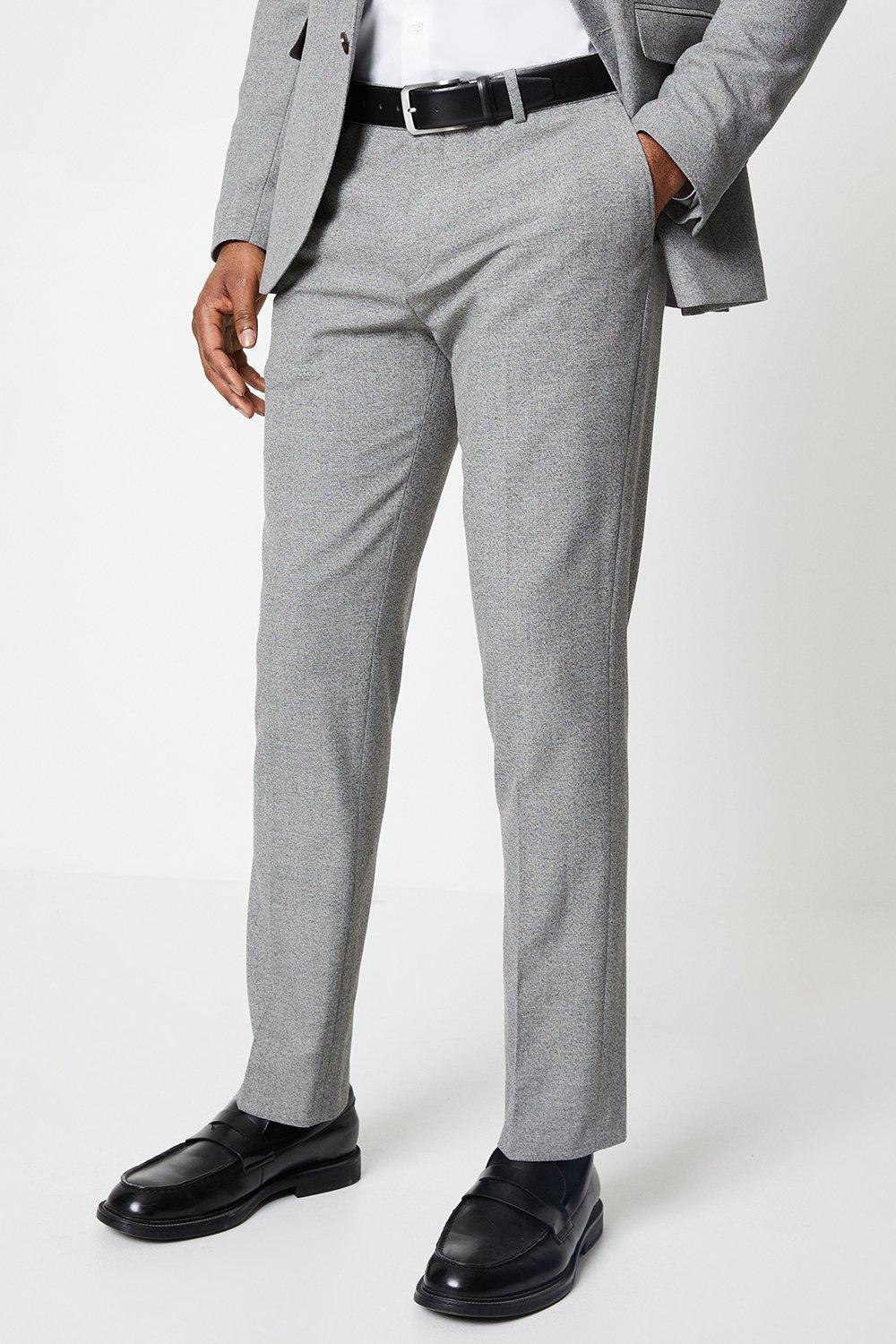 Mens Grey Textured Semi Plain Suit Trouser