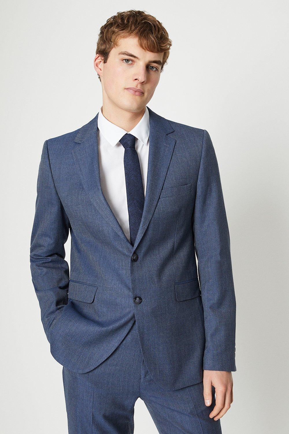 Suits | Dusty Blue Semi Plain Wedding Suit Jacket | Burton