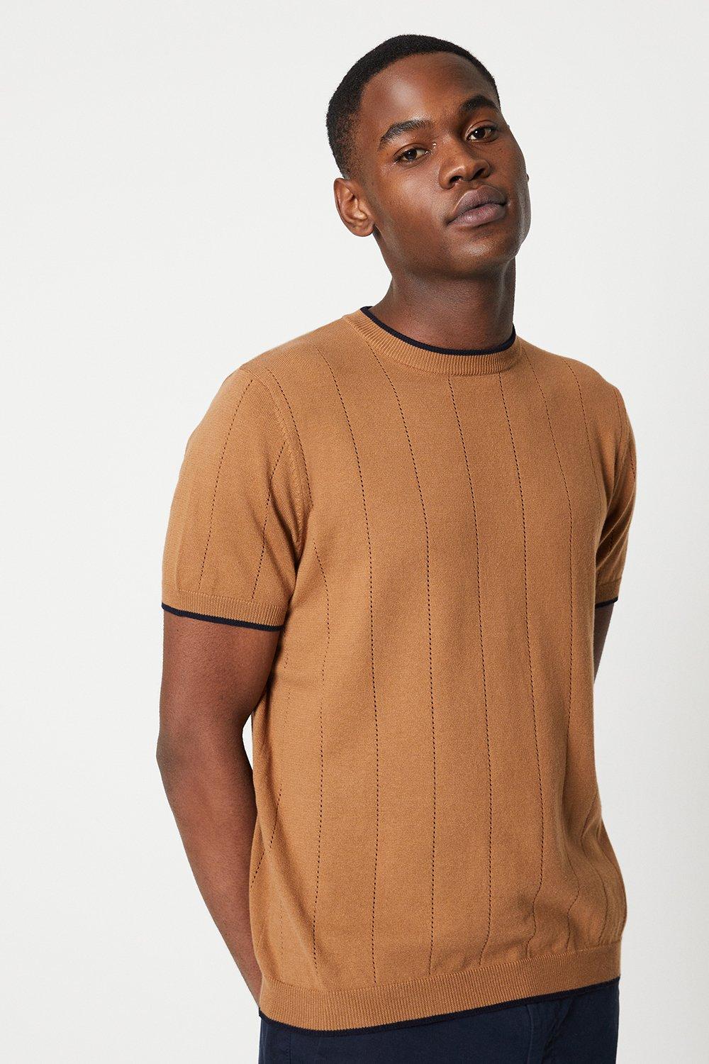 Mens Pointelle Crew Knitted Tee