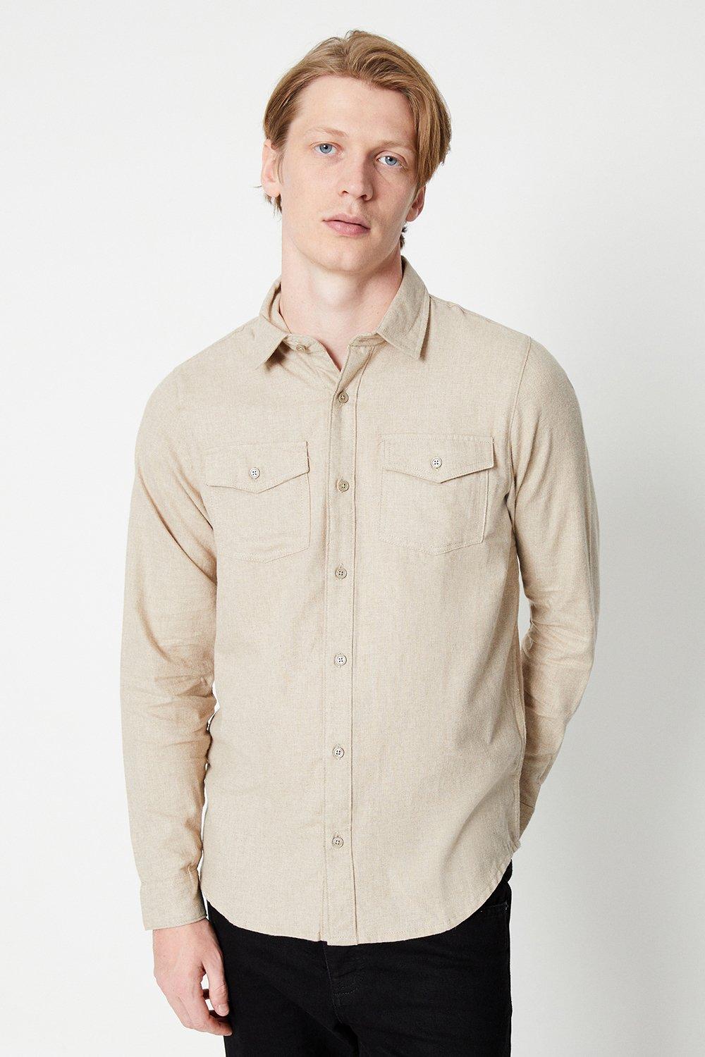 Mens Brushed Melange Chest Pocket Shirt