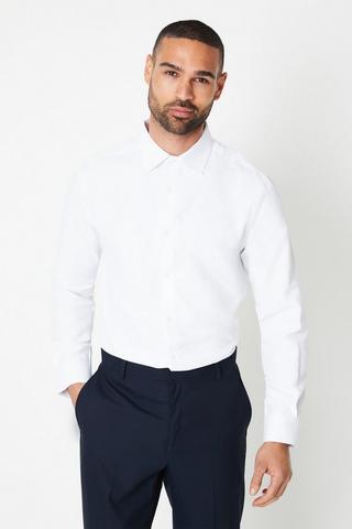 Product Slim Fit Long Sleeve Herringbone Shirt white
