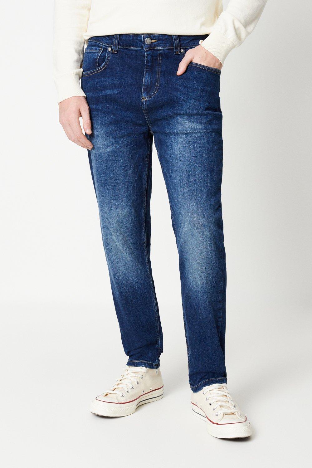 Mens Tapered Mid Blue Jeans