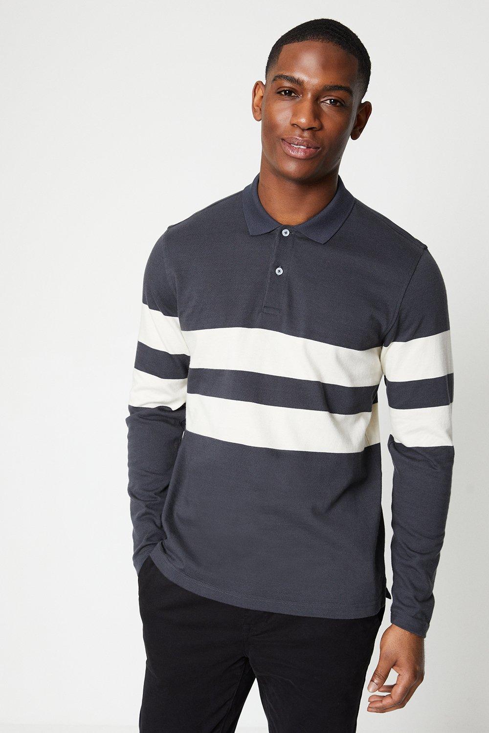 Mens Placement Stripe Polo Rugby