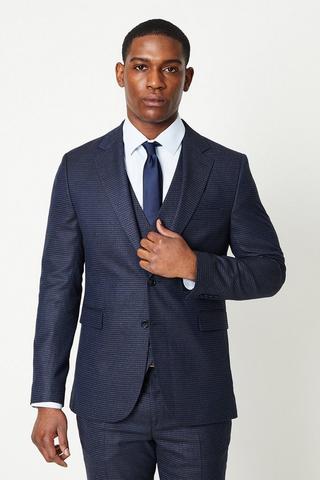 Product Tonal Grid Check Slim Fit Wedding Suit Jacket grey