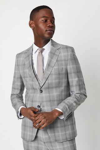 Product Grey Fine Check Slim Fit Suit Jacket grey