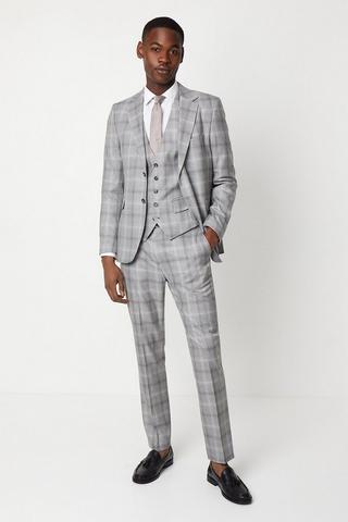 Product Grey Fine Check Slim Fit Suit Trouser grey