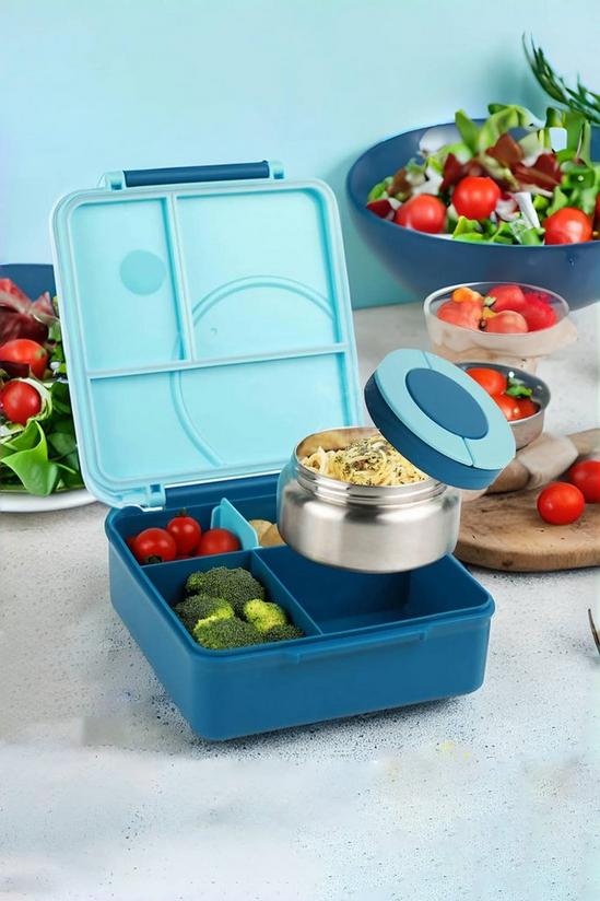 Living and Home 4-Grid Bento Lunch Box with Stainless Steel Bowl & Movable Divider 1