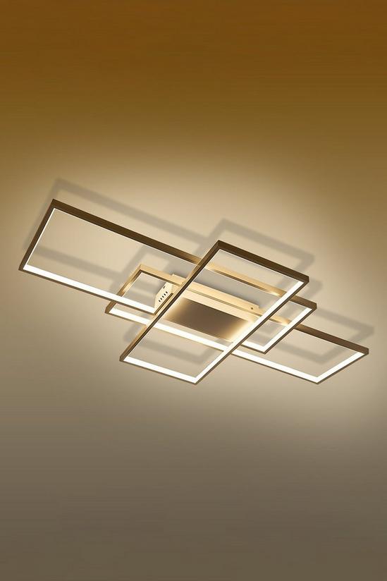 Living and Home Neutral Style Dimmable Rectangular LED Semi Flush Ceiling Light With Remote Control 4