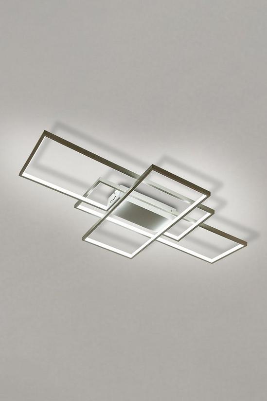 Living and Home Neutral Style Dimmable Rectangular LED Semi Flush Ceiling Light With Remote Control 5
