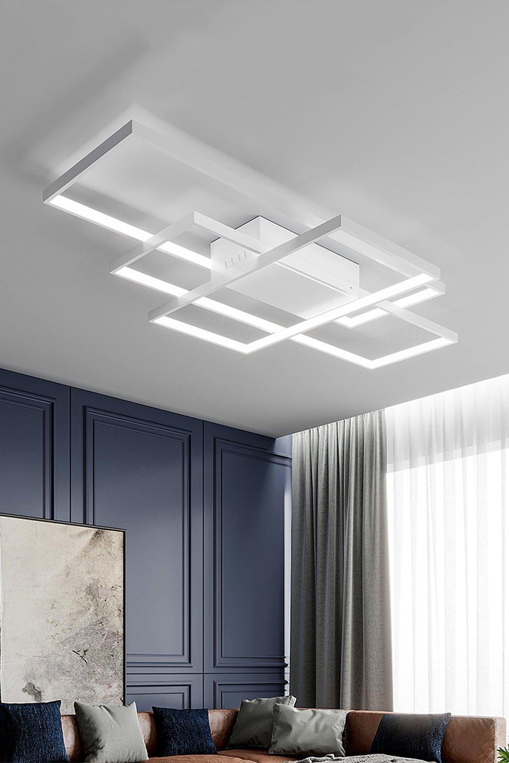 110cm 3 Lights Neutral Style Cool White Rectangular LED Semi Flush Ceiling Light