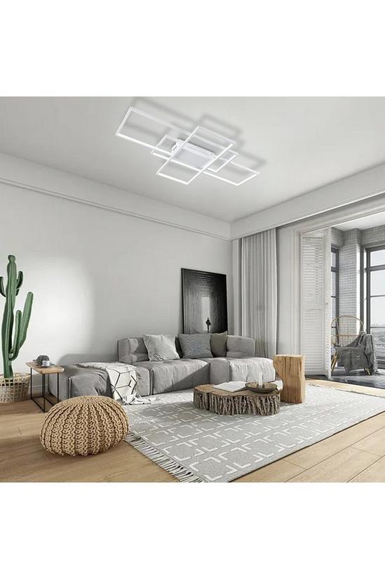 Living and Home 110cm 3 Lights Neutral Style Cool White Rectangular LED Semi Flush Ceiling Light 2