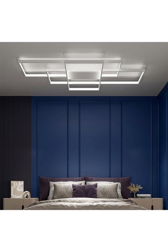 Living and Home 110cm 3 Lights Neutral Style Cool White Rectangular LED Semi Flush Ceiling Light 3