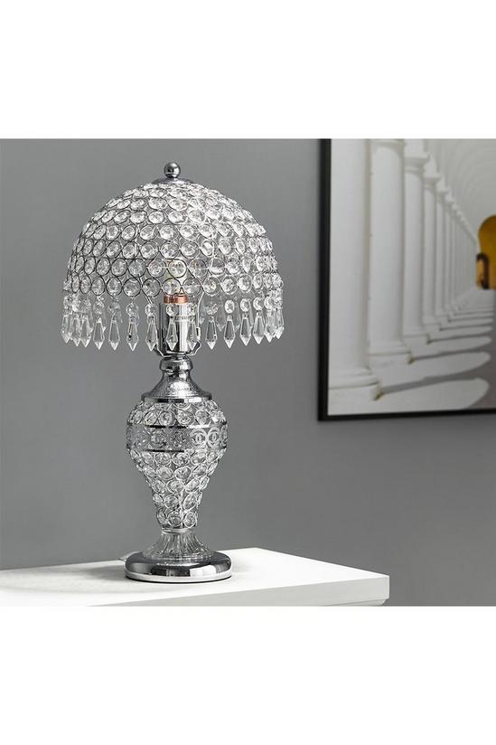 Living and Home Umbrella Crystal Table Lamp Polished for Bedroom 4