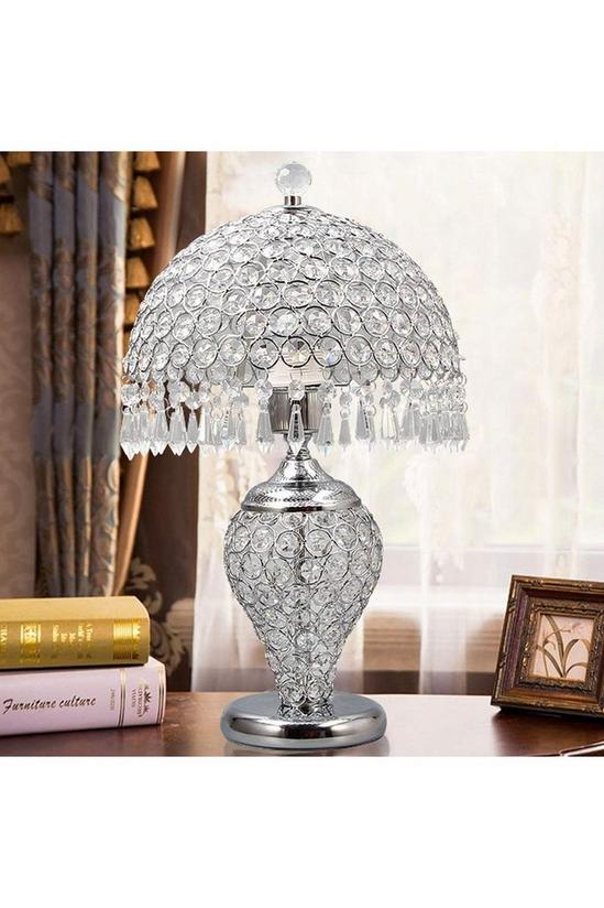 Living and Home Umbrella Crystal Table Lamp Polished for Bedroom 5