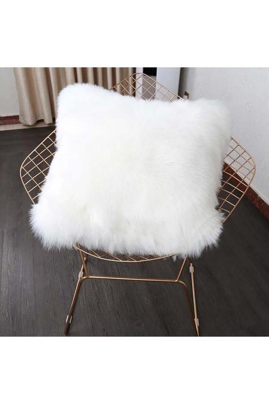 Living and Home 45*45cm Fluffy Faux Wool White Cushion Cover 3