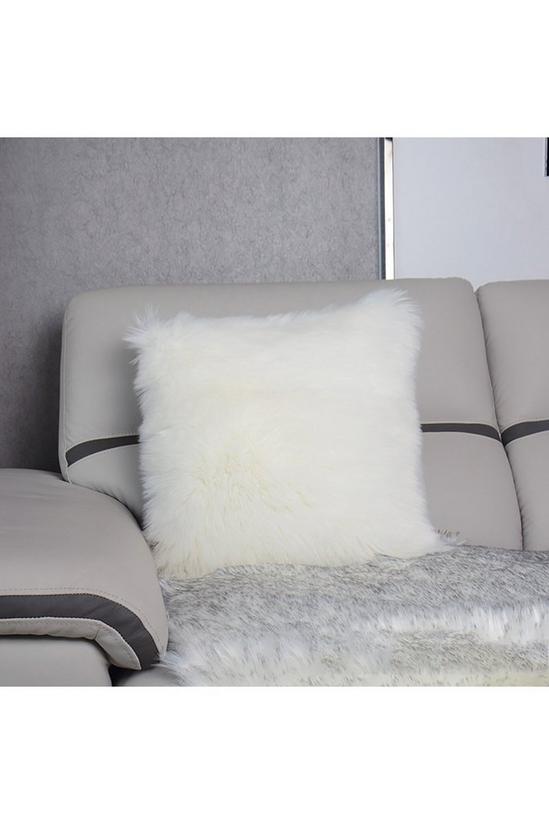 Living and Home 45*45cm Fluffy Faux Wool White Cushion Cover 5
