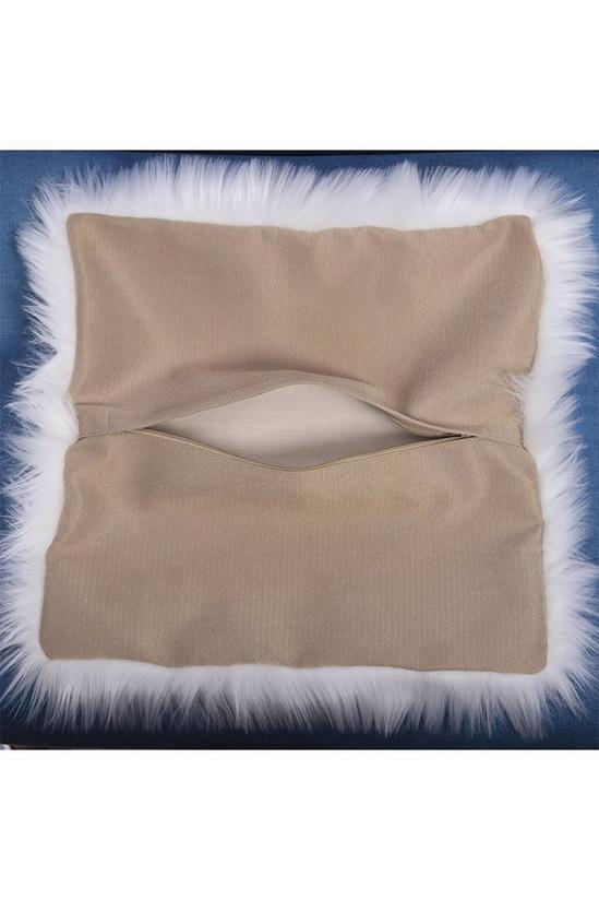Living and Home 45*45cm Fluffy Faux Wool White Cushion Cover 6