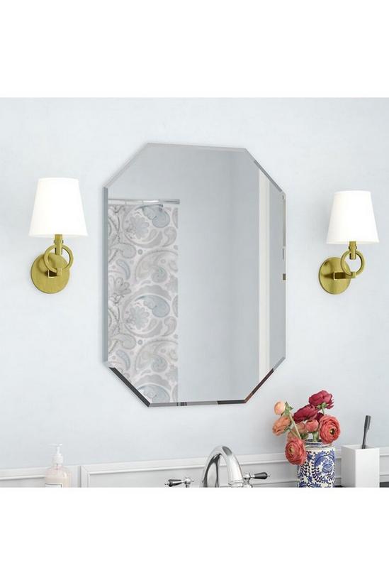 Living and Home 40cm W x 60cm H Modern Frameless Octagon Wall Mirror 3