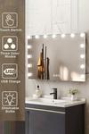 Living and Home 58*48CM Hollywood Vanity Mirror with 15 Lights and USB Charging Port, Tabletop or Wall Mounted thumbnail 3