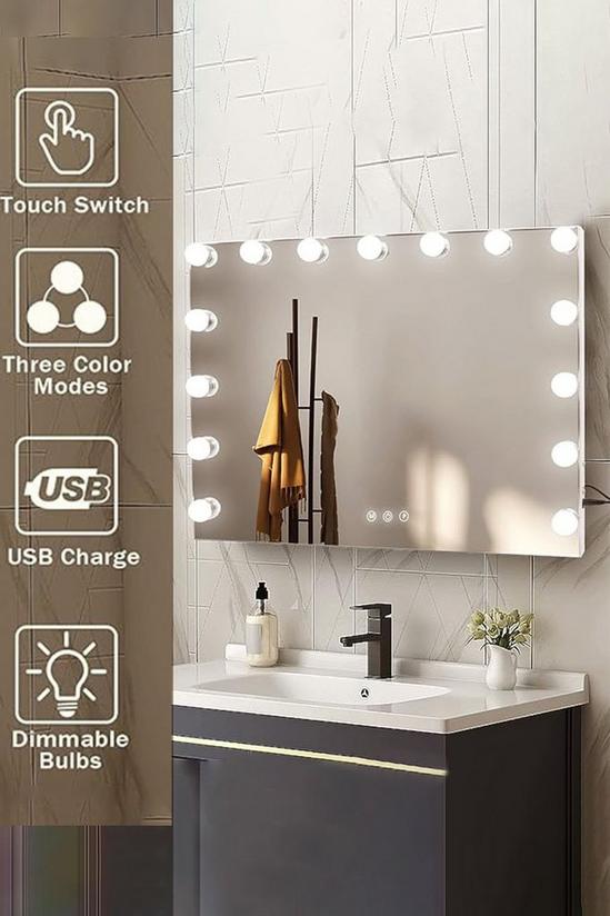 Living and Home 58*48CM Hollywood Vanity Mirror with 15 Lights and USB Charging Port, Tabletop or Wall Mounted 3