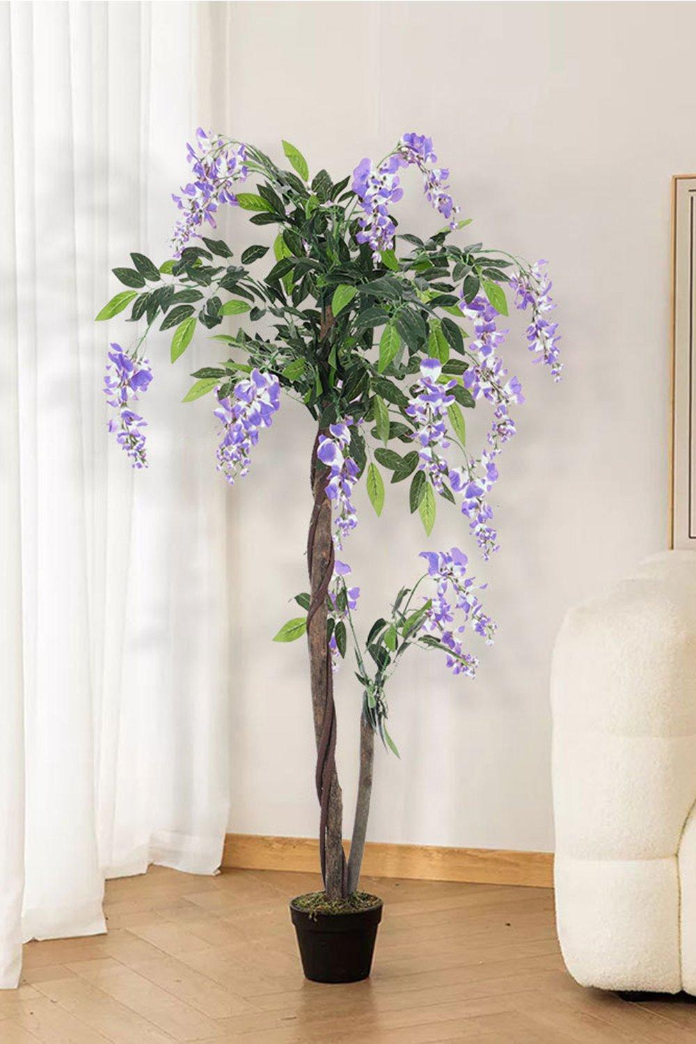 Planters | 120Cm Artificial Flowering Tree in Pot | Living and Home