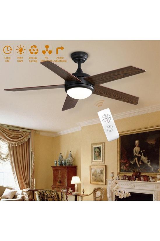 Living and Home Rustic Wooden 5-Blade Ceiling Fan with LED Light 3