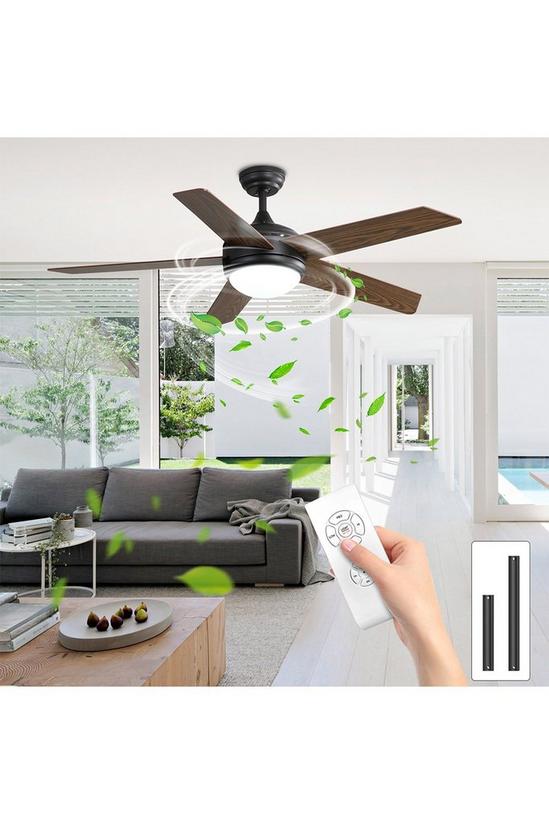 Living and Home Rustic Wooden 5-Blade Ceiling Fan with LED Light 4