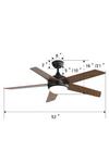 Living and Home Rustic Wooden 5-Blade Ceiling Fan with LED Light thumbnail 6