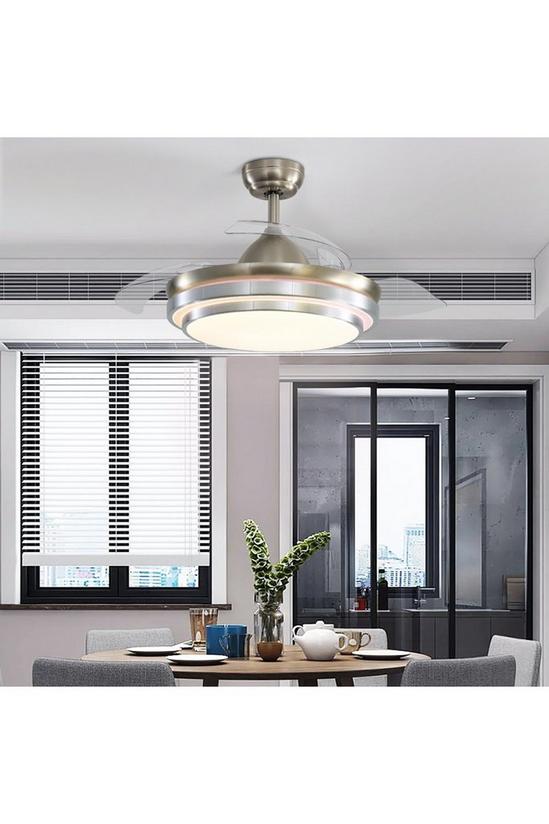 Living and Home Contemporary Ceiling Fan Light with Retracted Blades 2